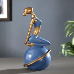 casacraft from pepperfry Blue & Gold Polyresin Lady Yoga Figurine Backbend-picture-4