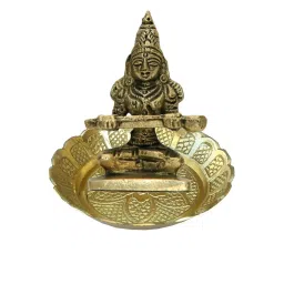 Pure Brass Mata Annapurna Devi Idol with Brass Plate for Home and Kitchen Temple Decorative Showpiece - 5 cm-image-9