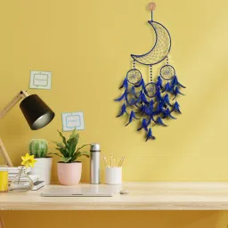 Dream catcher Windchime Wall Hanging Moon Dreamcatcher for Café Party Décoration Feather Dream Catcher-image-8
