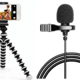 Dg Beex Big Condensor Metal Collar Mic For Voice Recording 3.55 with Gorilla Mini Tripod flexible Portable mini tripod with selfie tripod Mobile Attachment Holder Perfect Mono-pod with Gorilla Stand for DSLR & Action Three-Dimension ( Youtube Videos , Insta Reels , Vlogging & Many More ) (White & Black) Tripod Kit-20