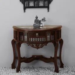 mudramark from pepperfry Awadh Teak Wood Console Table in Walnut Finish-picture-12