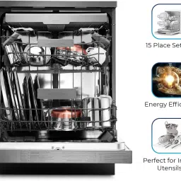 ifb Neptune VX1 Plus, Inox Grey, In Built Heater with Hygienic Steam Drying Built-in 15 Place Settings Dishwasher image 5