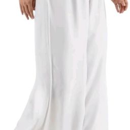Women Relaxed White Cotton Blend Trousers-image-1