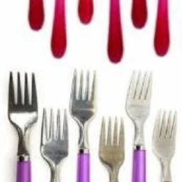 6 Crystal Spoon, 6 Fork set Stainless Steel, Steel Table Spoon Set-image-50