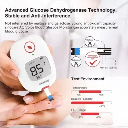 sinocare Safe AQ Voice/Glucometer with Voice Reminder and Light Warning Glucometer image 2