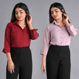 Women Regular Fit Solid Button Down Collar Casual Shirt-image-58