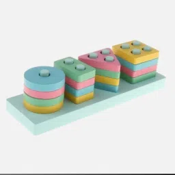 Wooden Rectangle Montessori Stacker Unique Geometric Blocks Shape-23