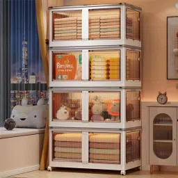 4-Shelves Closet Organizers And Folding Storage Box wardrobe clothes organizer PC Collapsible Wardrobe-12