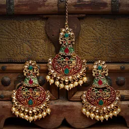 PANASH Women Gold-Plated Handcrafted Earrings and Maang Tikka-85