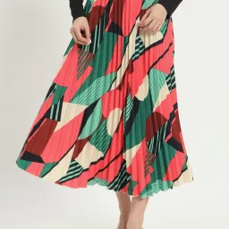 Women Graphic Print A-line Multicolor Skirt-image-13