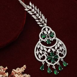 Jazz and Sizzle Silver-Plated AD & CZ Studded Maang Tikka-18