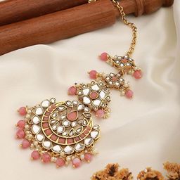 Jazz and Sizzle Gold-Plated Stones-Studded and Beaded Maang Tikka-56