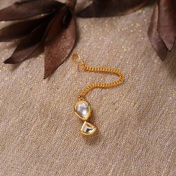 Ruby Raang Gold-Plated White Kundan-Studded Maang Tikka-59