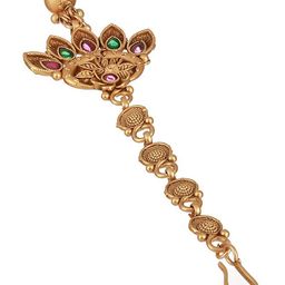 Anouk Gold-Plated Stone -Studded & Beaded Maang Tikka image 4