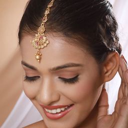 Anouk Gold-Plated Stone-Studded & Beaded Maang Tikka-33