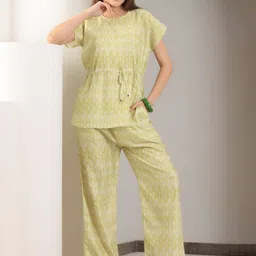Chanting Blue Ikat Printed Top With Palazzo Co-Ords-6