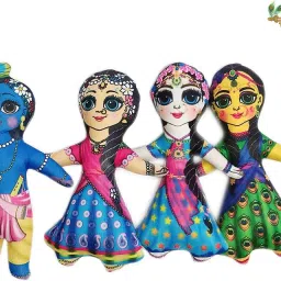 vrindavanstore.in Radha Krishna with Lalita and Vishakha Sakhi Soft and Plush - 7.5 inch image 2