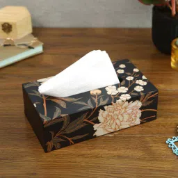 reinvention factory Black Flower Black MDF Tissue Paper Box-picture-34