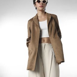 only Polyester Blend Solid Coat For Women-picture-32
