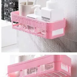Self Adhesive Multi-Purpose Wall Hanging BATHROOM floating Shelf Plastic Wall Shelf-image-48