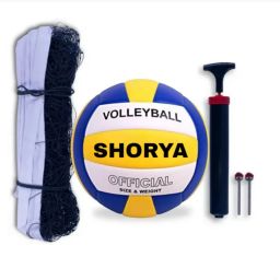 18 PANNEL SOFT SYNTHETIC HAND STICHED VOLLEYBALL WITH PUMP AND NET (SIZE-4) Volleyball - Size: 4-17