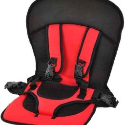 Adjustable Baby Car Cushion Seat with Safety Belt Multi-function RED and Forward Facing Car Seat Car baby carrier safety Belt bag and Kids Baby Carrier Comfortable Support with Belt (RED-colour) Strap on Breast Pillow-65