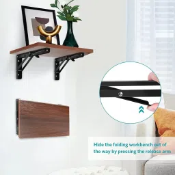 granthi enterprise Folding Shelf Brackets,Heavy Duty Metal Collapsible Shelf Bracket for Table,Desk 40.82CM Shelf Bracket image 4