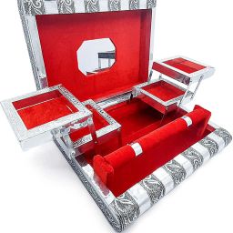 Jewelry Box ,Wedding gift Box, Bangle Box , Wood Jewellery Box Wedding , Rakhi Gift Vanity Box (SILVER.RED) JEWELLARY BOX, CHURI BOX, VANITY BOX Vanity Box-image-52