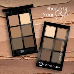 colors queen Contour & Bronzer Palette with Brush, Matte Finish, Easy to Blend Creamy Texture Concealer image 3