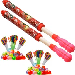 (2 Pichkari + 6 Magic Balloon)for Kids Holi & Pool Party Fun Water Gun-image-3
