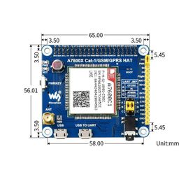 Waveshare A7600C1 LTE Cat-1 HAT for Raspberry Pi, Low Speed 4G Module, 2G GSM / GPRS image 2