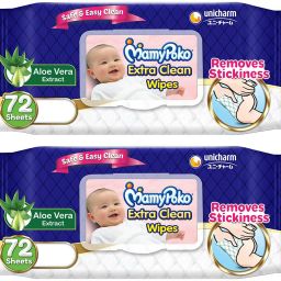 Extra Clean Baby Wipes With Aloe vera Extract 72 PCS (Pack of 2)-picture-17