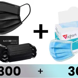 3 Ply Surgical Primium Quality Mask (600 Pcs ( Black +Blue)) Surgical Mask With Melt Blown Fabric Layer-image-99