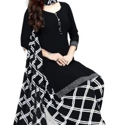 Unstitched Crepe Salwar Suit Material Graphic Print-image-111