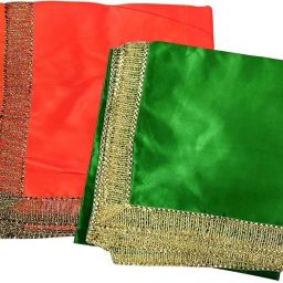 Satin Blend Self Design Orange, Green Men Dupatta-picture-11