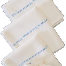 Vissage Pack of 6 Designer Handkerchiefs (Men) Cotton: White & Blue ["White"] Handkerchief-image-127