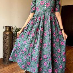Solid Viscose Rayon Stitched Anarkali Gown-picture-12