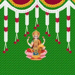 Goddess Lakshmi Maa Digital Printed Fabric Backdrop (5Feet Height & 8Feet width)-image-3