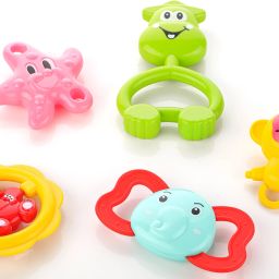 nafhotoz Baby Rattle Toys Set With Teether For New Born Baby Non-Toxic 5 pcs Rattle image 2