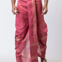 Nakshi hand Block Print Dhoti / Weadding Dhoti / Redy to wear Solid Men Dhoti-image-39