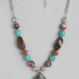 RICHEERA Silver-Plated Artificial Stones & Beads Necklace-55