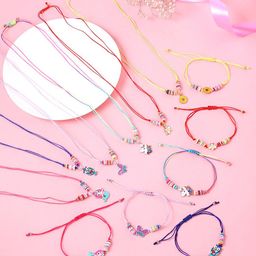 Melbees by Yellow Chimes Girls Set of 12 Yellow & Blue Necklace and Bracelet-15