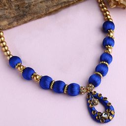 AKSHARA Girls Gold-Plated Silk Thread Beaded Necklace-16