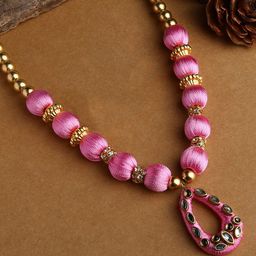 AKSHARA Girls Gold-Plated Silk Thread Beaded Necklace-13