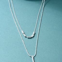 ToniQ Silver-Toned Silver-Plated Open Necklace-image-92