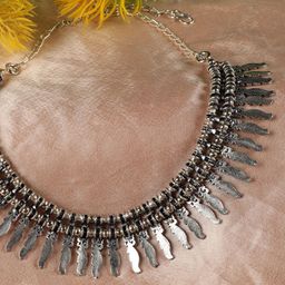 Jazz and Sizzle Silver-Toned German Silver Silver-Plated Oxidised Necklace-6