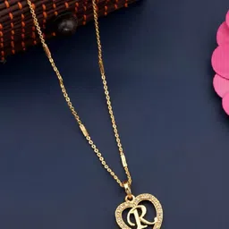 JEWEL WORLD Gold-Plated Letter R Necklace-34