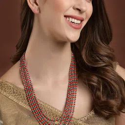 PANASH Red & Green Gold-Plated Necklace-9