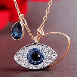 MEENAZ Stainless Steel Rose Gold Plated American Diamond Studded Chain With Pendant-image-130