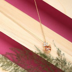 HOT AND BOLD Women Gold-Plated & Orange Brass Heart Shape Pendant and Necklace-image-18